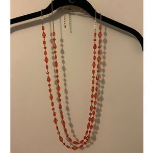 Red Beaded Double Necklace 39" Diameter